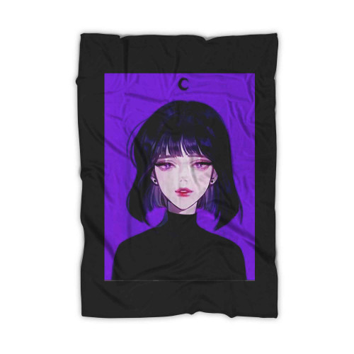 Anime Girl Kawaii Gothic Waifu Blanket