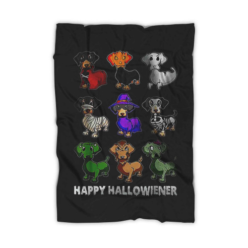 Dachshund Happy Halloweiner Funny Halloween Dogs Lover Logo Art Blanket