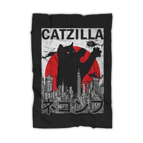 Godzilla Cat Logo Art Blanket