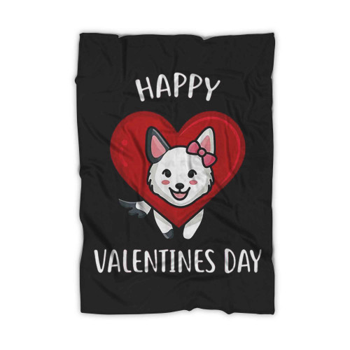 Happy Valentines Day Cute Dog And Heart Blanket