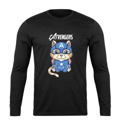 Cat Captain America Avengers Long Sleeve T-Shirt Tee