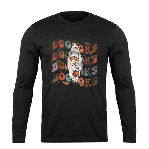 Halloween Booooks Cute Ghost Boo Reading Books Long Sleeve T-Shirt Tee