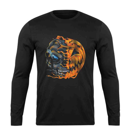 Halloween Pumpkin Skull Long Sleeve T-Shirt Tee