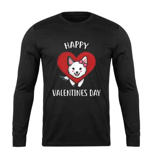 Happy Valentines Day Cute Dog And Heart Long Sleeve T-Shirt Tee