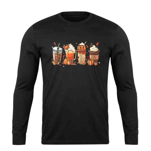 Pumpkin Spice Coffee Latte Fall Long Sleeve T-Shirt Tee