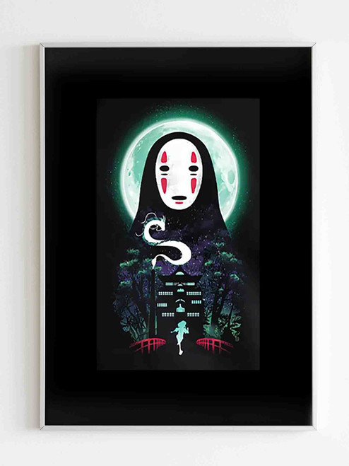 No Face Under The Moon Spirited Away Ghibli Poster