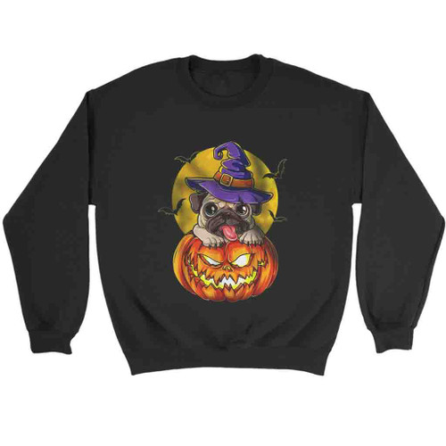 Pug Witch Pumpkin Halloween Sweatshirt Sweater