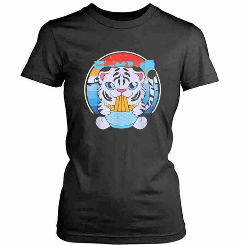 Cute Ramen And Tiger Womens T-Shirt Tee