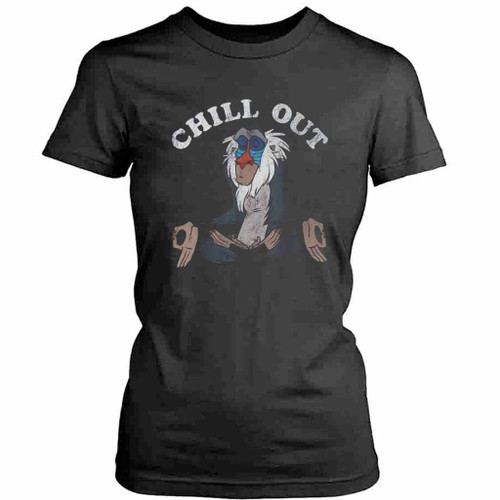 Disney Lion King Rafiki Chill Out Meditation Graphic Womens T-Shirt Tee