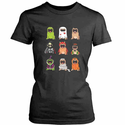 Pug Collection Happy Pug O Ween Womens T-Shirt Tee