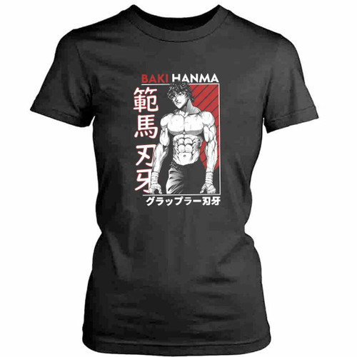 Vintage Baki Kanji Baki Hanma Baki Anime Bakii The Grrappler Manga Yujiro Hannma Womens T-Shirt Tee