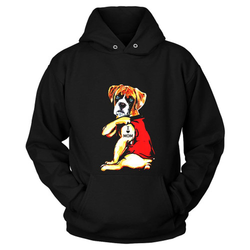 Boxer I Love Mom Tattoo Funny Dog Unisex Hoodie