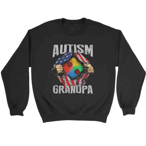 Autism Grandpa Flag America Super Hero Sweatshirt Sweater