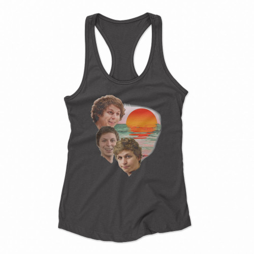 3 Cera Sunset Michael Cera Scott Pilgrim Wolf Moon Memeironic Women Racerback Tank Tops