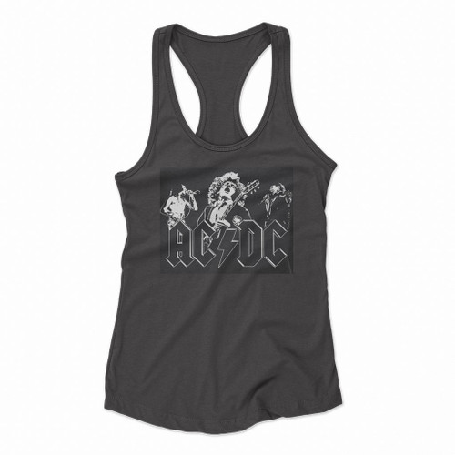 Acdc Black And White Women Racerback Tank Tops