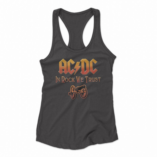 Acdc In Rock We Trust Vintage Women Racerback Tank Tops