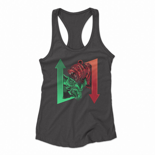 Angry Bear and Goat Animal Artsy Women Racerback Tank Tops