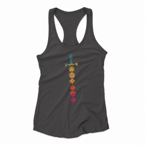 D20 Dungeons Dice Sword Women Racerback Tank Tops