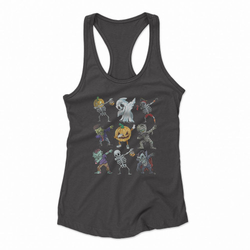 Dabbing Halloween Guys Skeleton Zombie Mummy Ghost Pumpkin Women Racerback Tank Tops Dabbing Halloween Guys Skeleton Zombie Mummy Ghost Pumpkin Women Racerback Tank Tops