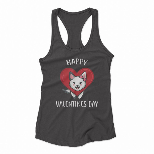 Happy Valentines Day Cute Dog And Heart Women Racerback Tank Tops