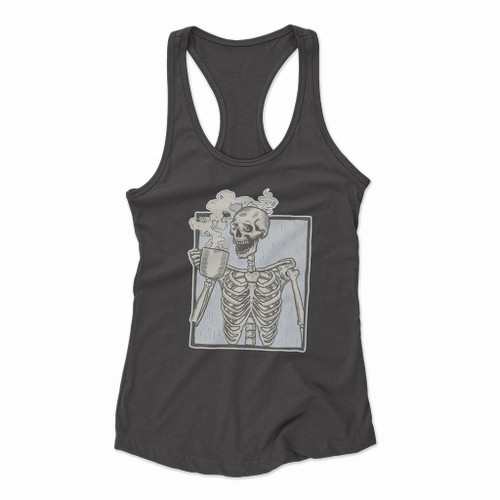 Hot Coffee Skeleton Women Racerback Tank Tops