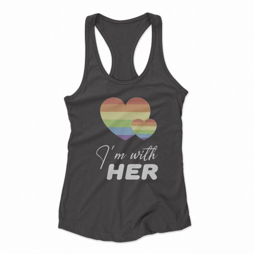I Am With Her Couple Women Racerback Tank Tops