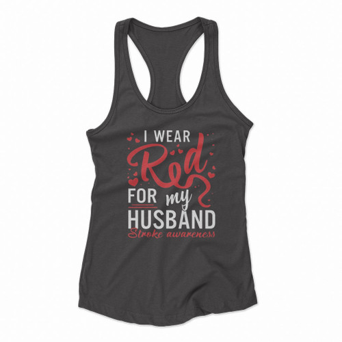 I Wear Red For My Husband Women Racerback Tank Tops