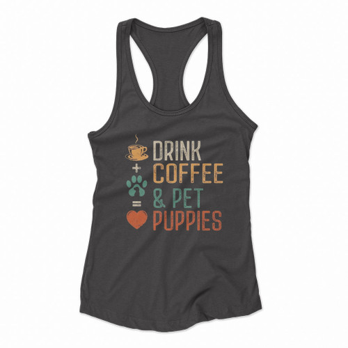 Love Coffee And Pet Puppies Funny Women Racerback Tank Tops