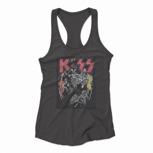 Retro Samurai Graphic Kiss Band Women Racerback Tank Tops