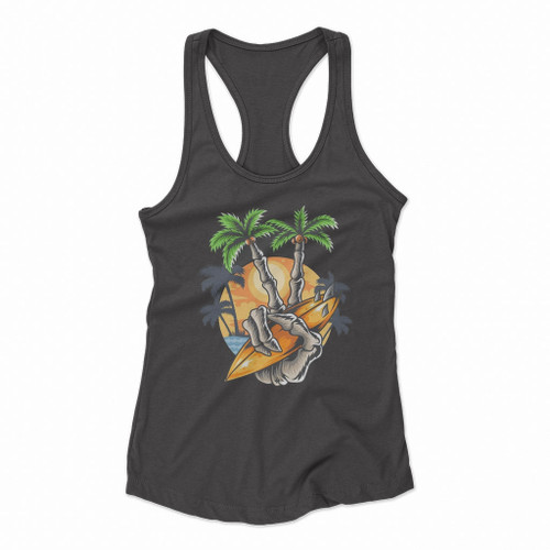 Skull Holding Boat Women Racerback Tank Tops