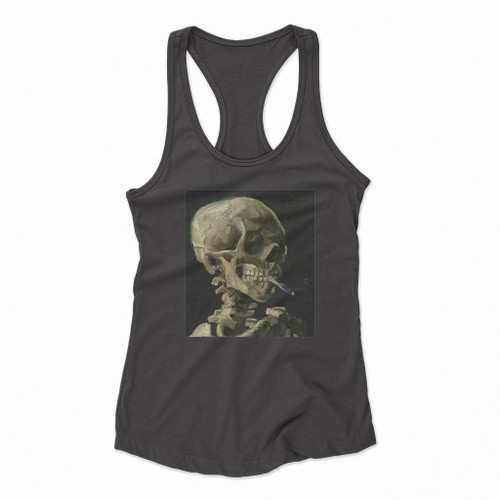 Smoking Skeleton Halloween Women Racerback Tank Tops