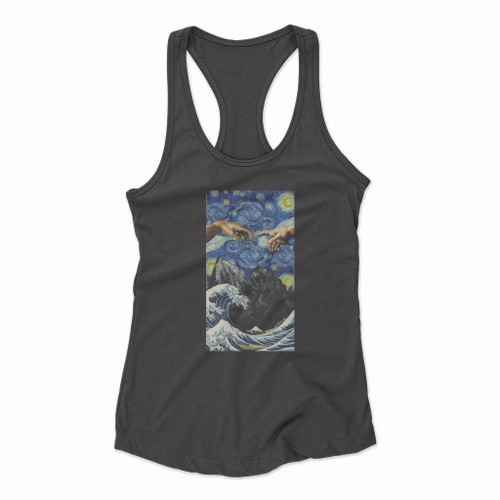 Van Gogh Collage The Great Sound Wave Off Kanagawa Women Racerback Tank Tops