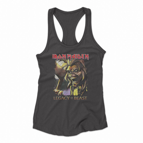 Vintage Iron Maiden Ripped Legacy Of The Beast Women Racerback Tank Tops