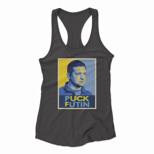 Zelensky Puck Futin Ukraine Women Racerback Tank Tops