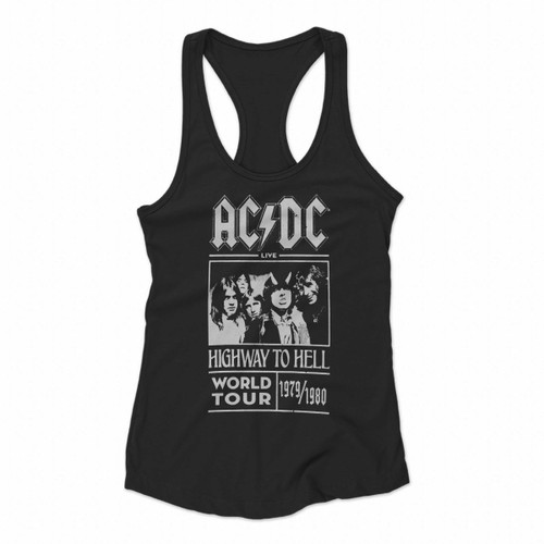 Acdc Mens Black Highway To Hell World Tour 1979 1980 Women Racerback Tank Tops