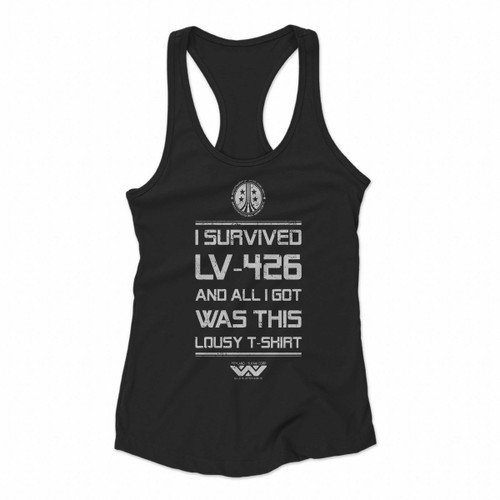 Alien I Survived Lv Four Two Six Women Racerback Tank Tops