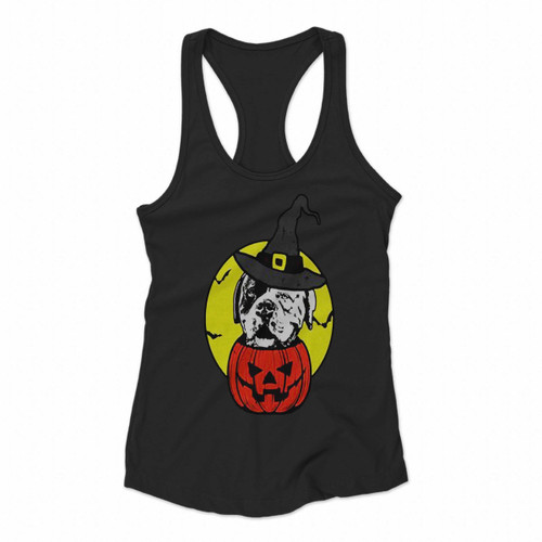 American Bulldog Pumpkin Scary Halloween Women Racerback Tank Tops