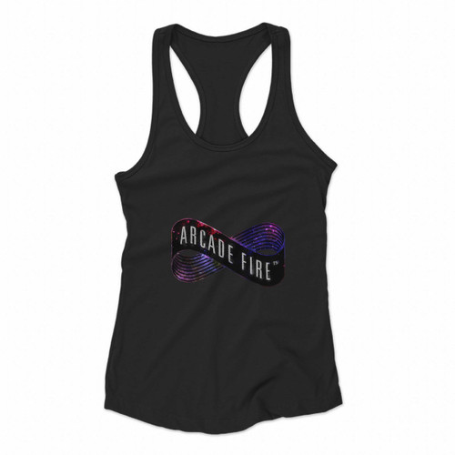 Arcade Fire Logo Galaxy Nebula Women Racerback Tank Tops