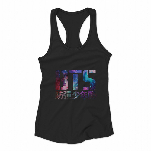 Bts Bangtan Boys Korean K Pop Logo Galaxy Women Racerback Tank Tops