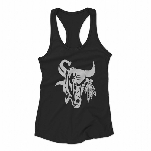 Chicago Bulls Bears White Sox One Women Racerback Tank Tops