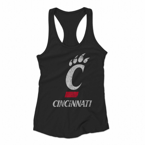 Cincinnati Bearcats Logo Grunge Women Racerback Tank Tops