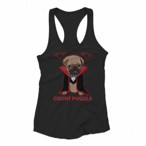 Count Pugula Halloween Funny And Cute Pug Vampire Women Racerback Tank Tops