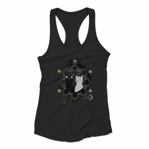 Crescent Moon Cat Women Racerback Tank Tops