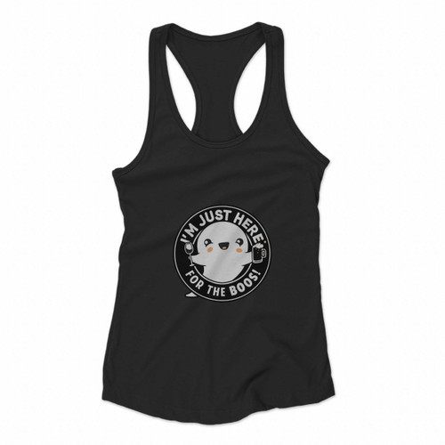 Cute Halloween Ghost I Am Just Here For The Boos Women Racerback Tank Tops