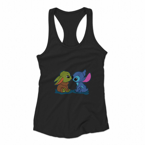 Cute Kawaii Babies Yoda And Stitch Logo Women Racerback Tank Tops