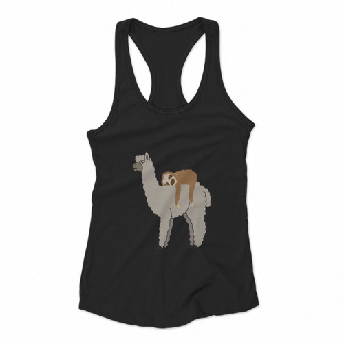 Cute Sloth And Adorable Llama Women Racerback Tank Tops Cute Sloth And Adorable Llama Women Racerback Tank Tops