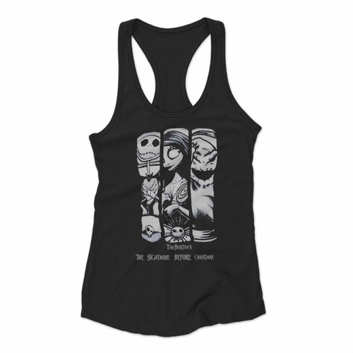 Disney Nightmare Before Christmas Panels Women Racerback Tank Tops