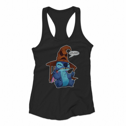 Disney Stitch With Harry Potter Sorting Hat Funny Women Racerback Tank Tops