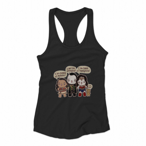 Doodle I Am Moana Loki Dianaand I Am Groot Women Racerback Tank Tops