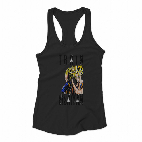 Dragon Ball Z Train In Saiyan Goku Vegeta Art Women Racerback Tank Tops